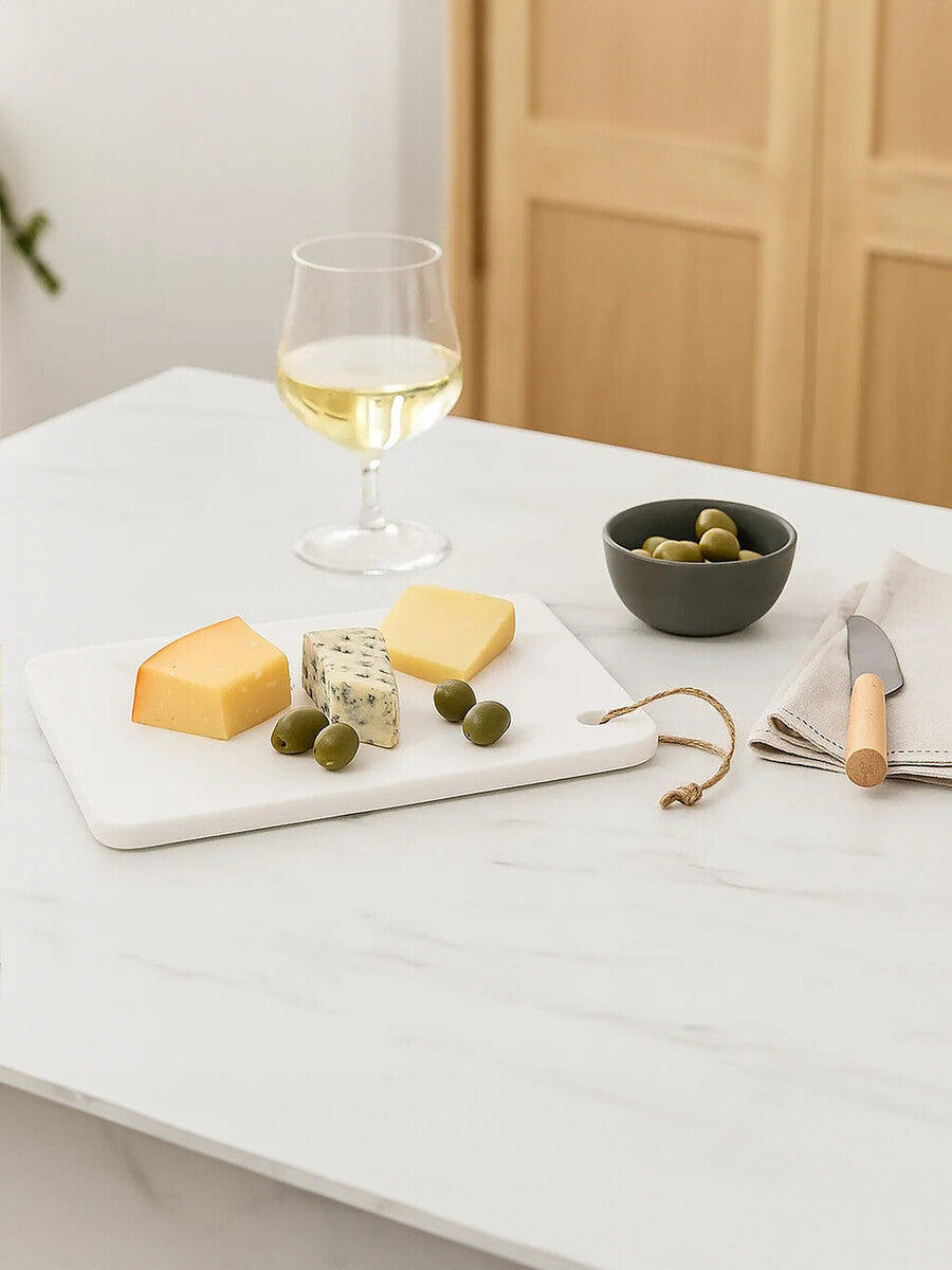 Kindia White Marble Chopping and Serving Board with Hanging Loop
