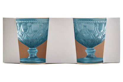 Fleur Set Of Two Blue Glass Sundae Dishes