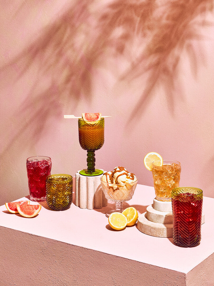 Fleur Set Of Four Clear Highball Glasses