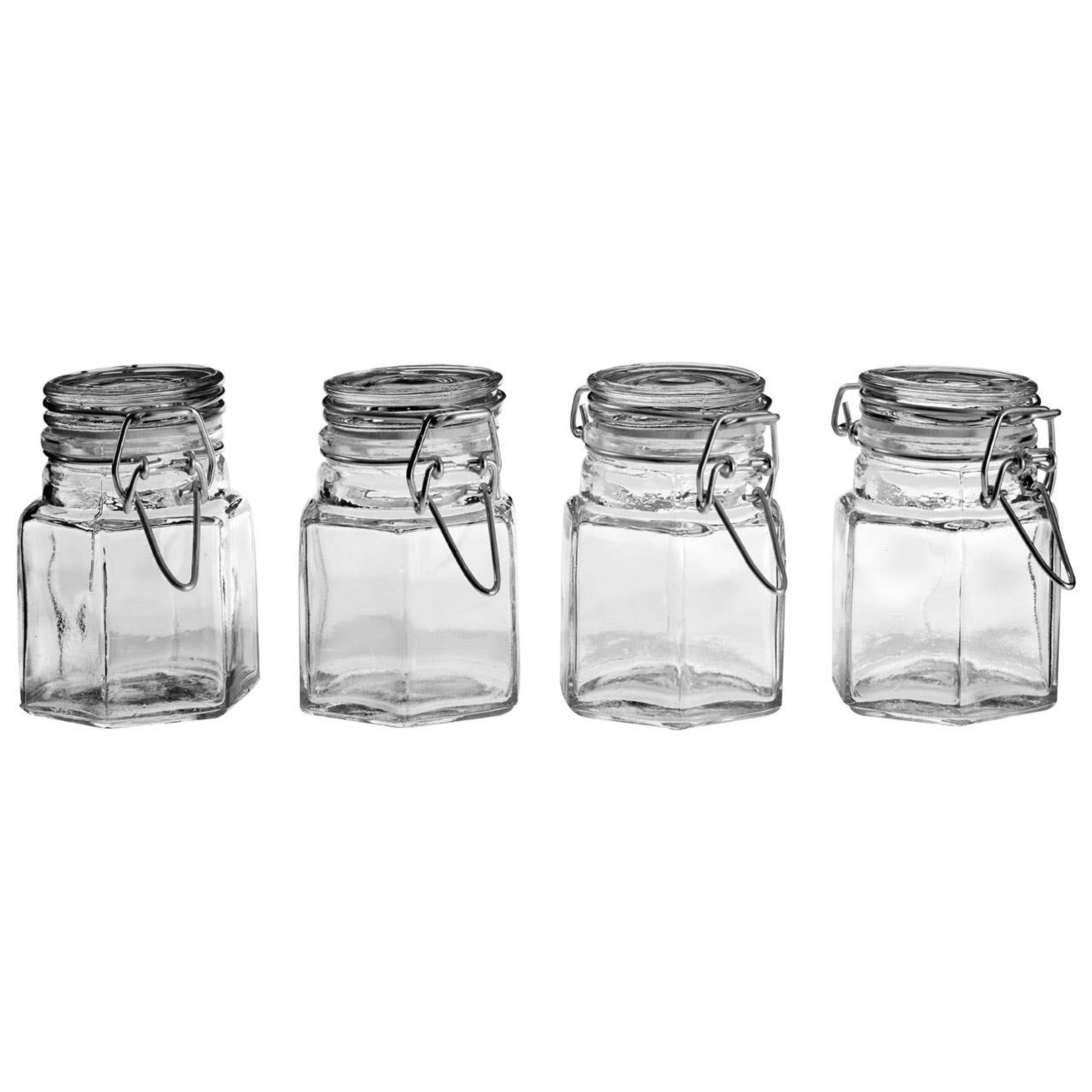 Cook Nook Hayden Glass and Clip Top Lids Spice Jars Set of 4