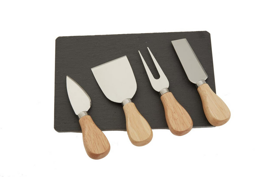 Cook Nook Carter Slate Board and 4 Piece Cheese Knife Set