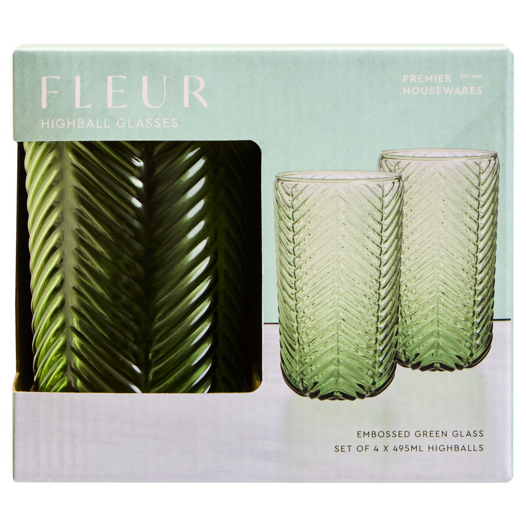 Cook Nook Fleur Set Of Four Green Highball Glasses