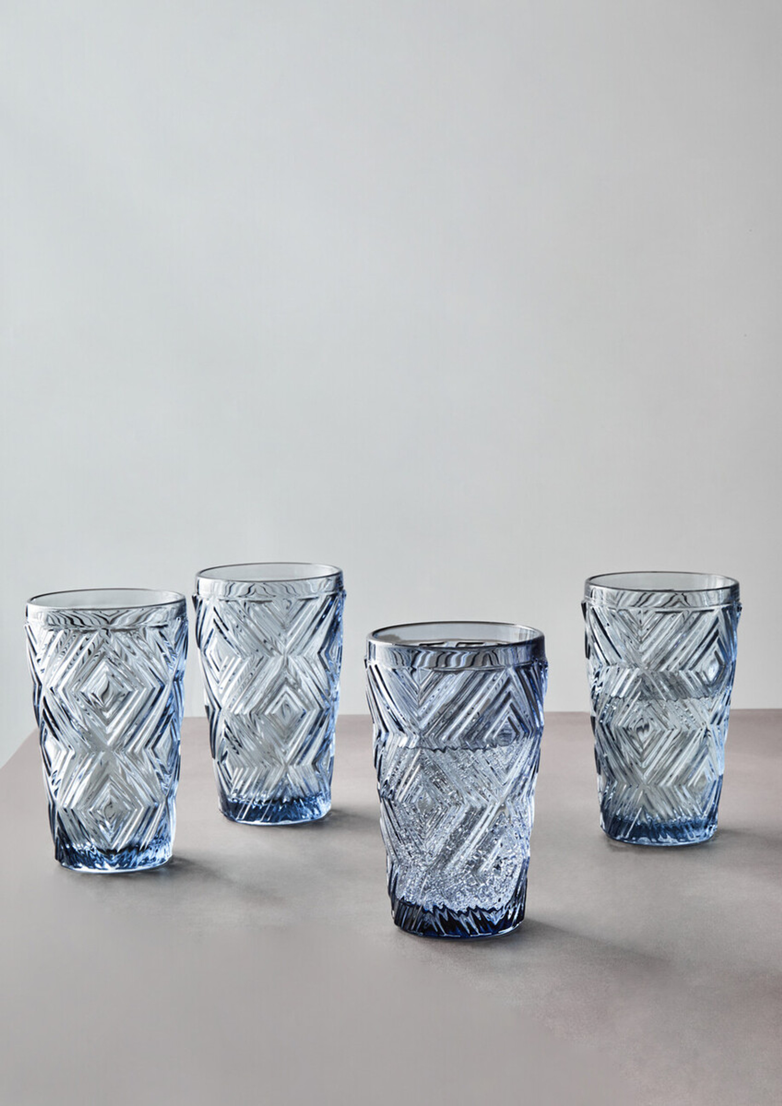Cook Nook Fleur Set Of Four Blue Highball Glasses
