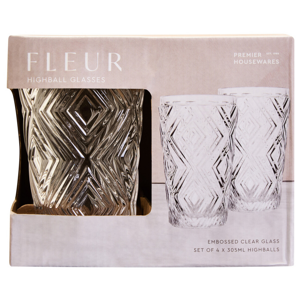 Cook Nook Fleur Set Of Four Clear Highball Glasses