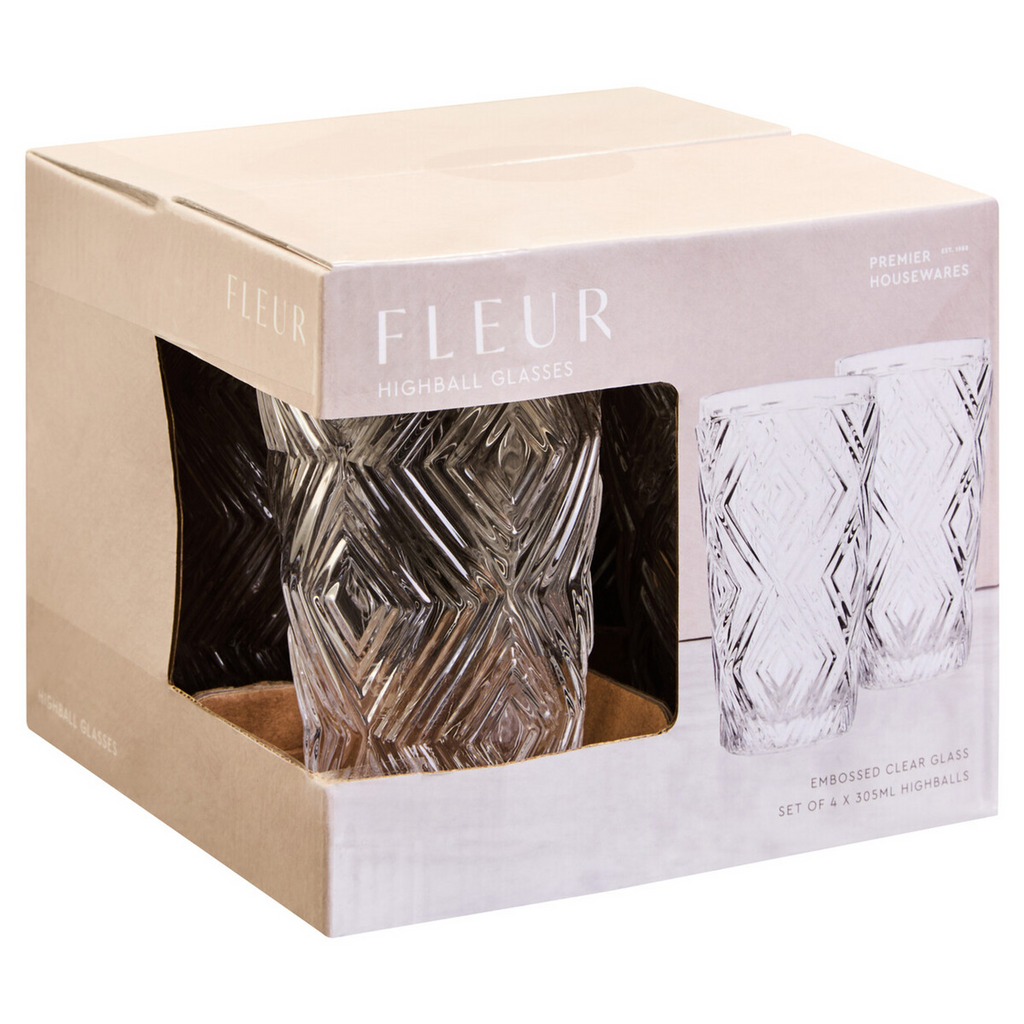 Cook Nook Fleur Set Of Four Clear Highball Glasses