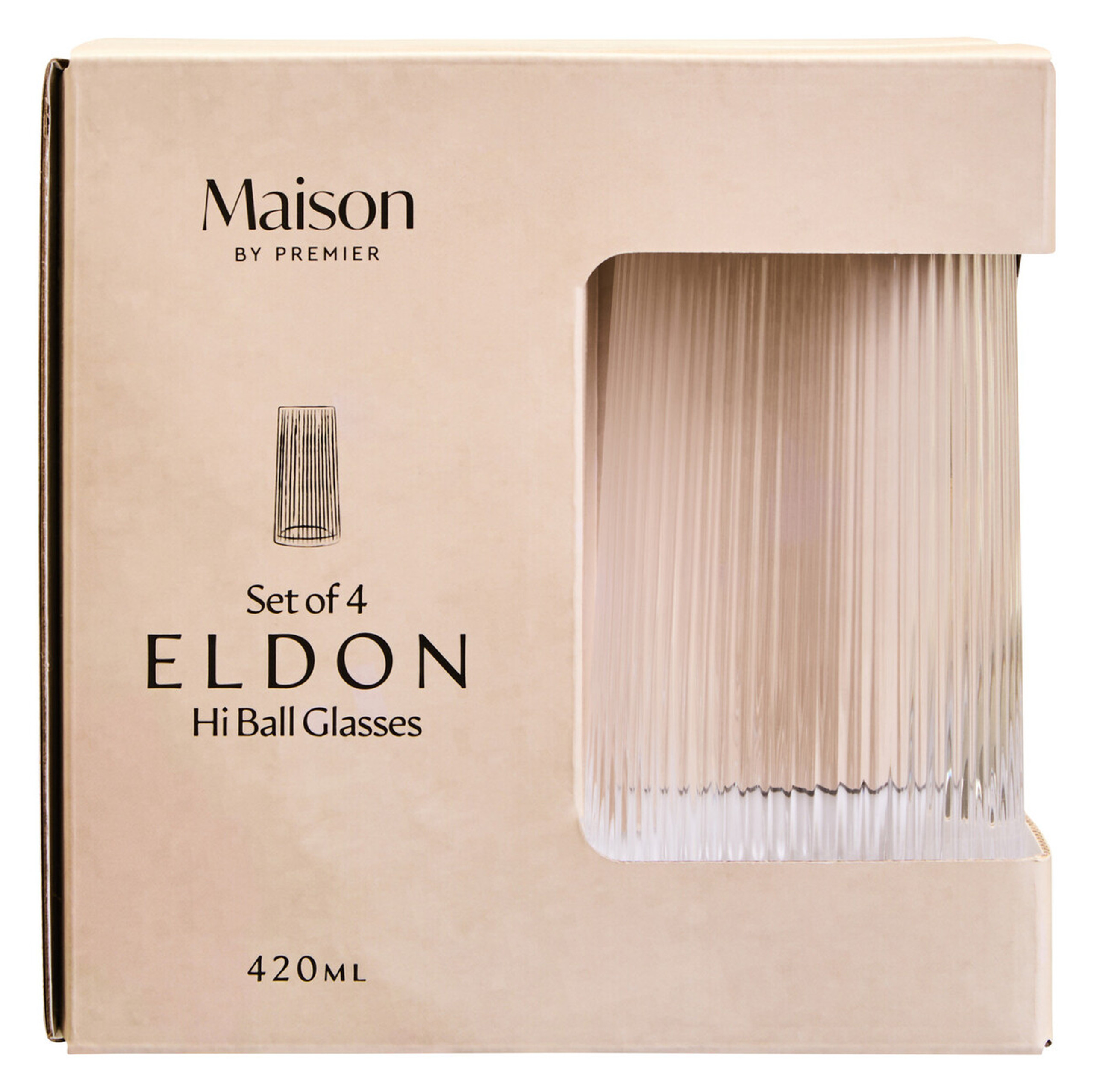 Cook Nook Eldon Set of Four Ribbed Hi Ball Glasses