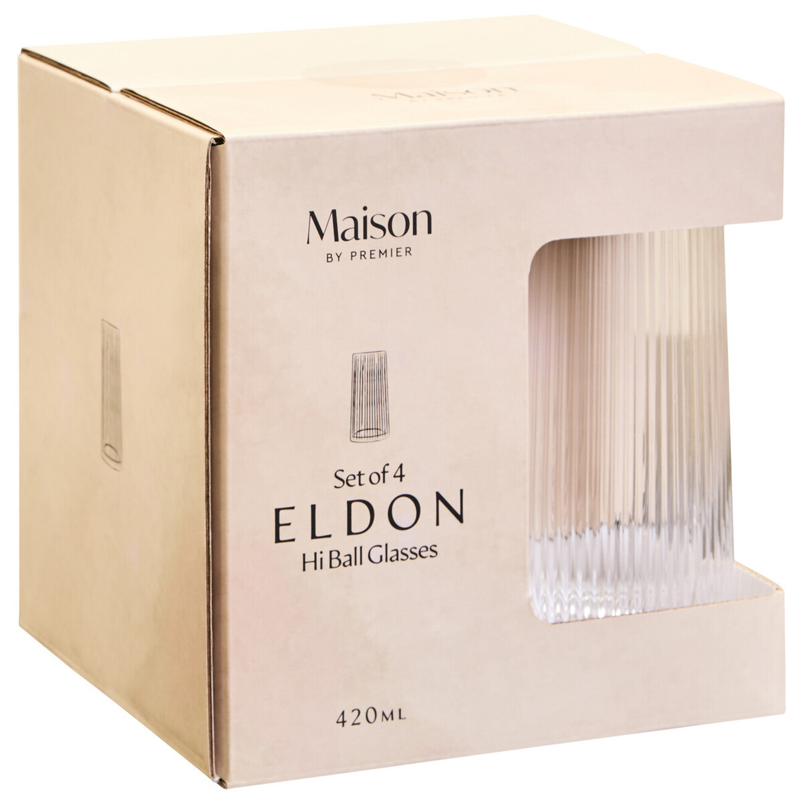 Cook Nook Eldon Set of Four Ribbed Hi Ball Glasses