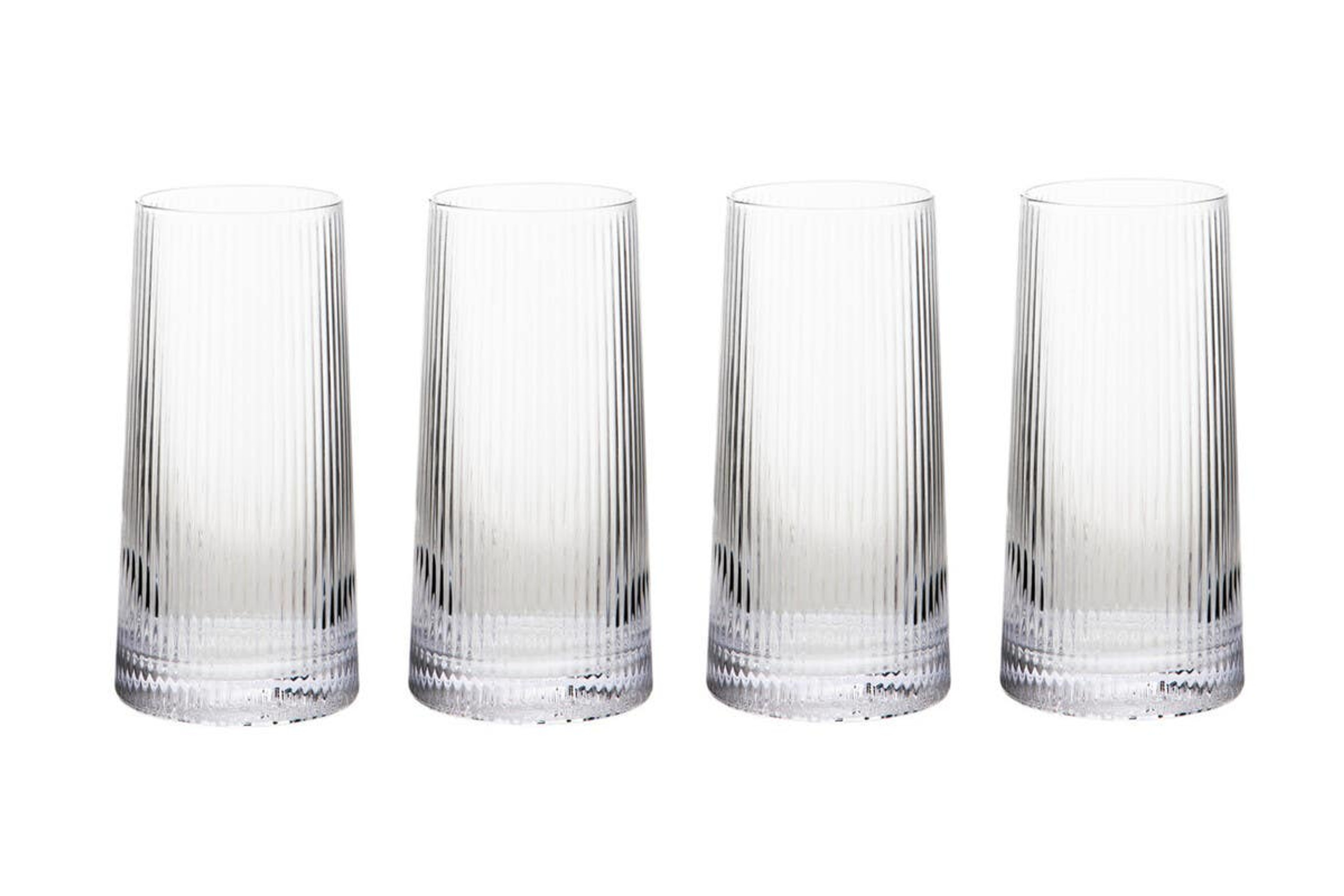 Cook Nook Eldon Set of Four Ribbed Hi Ball Glasses