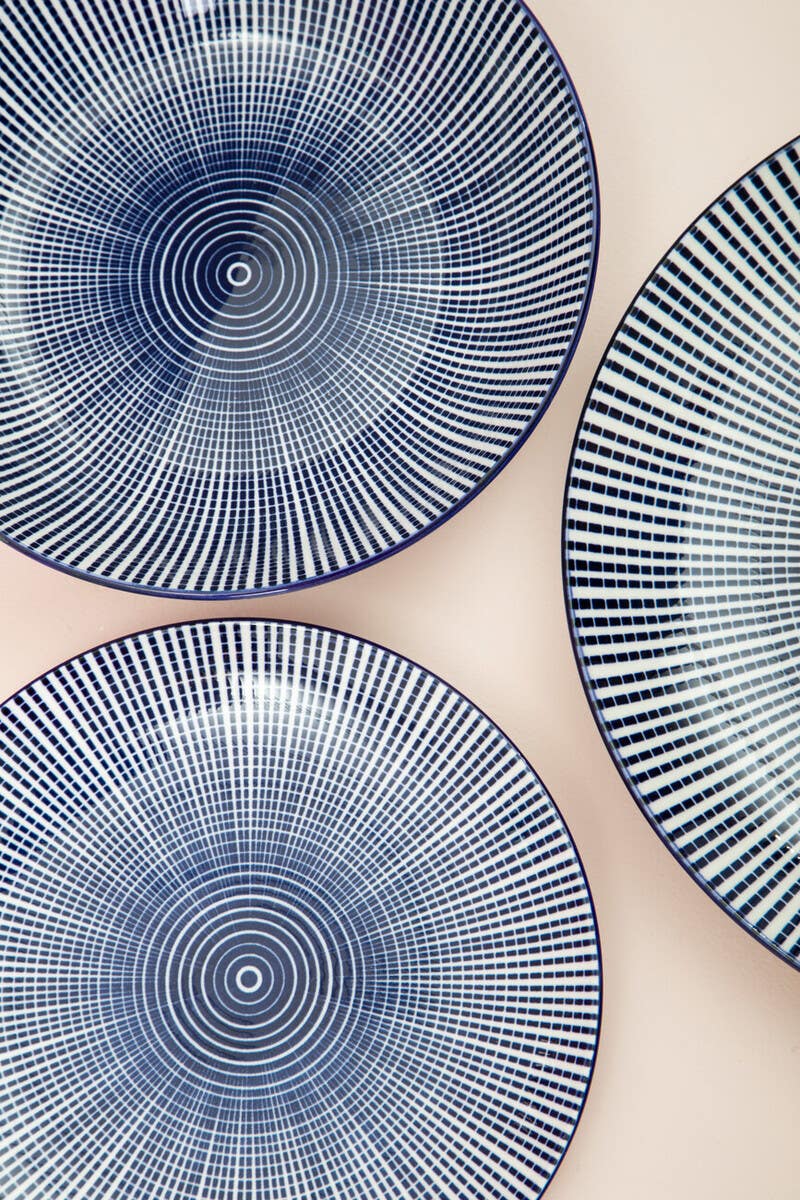 Maya 12 Piece Blue And White Dinner Set