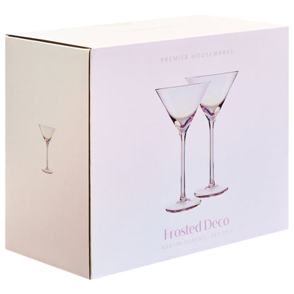 Frosted Deco Set of 2 Martini Glasses