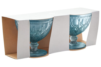 Fleur Set Of Two Blue Glass Sundae Dishes