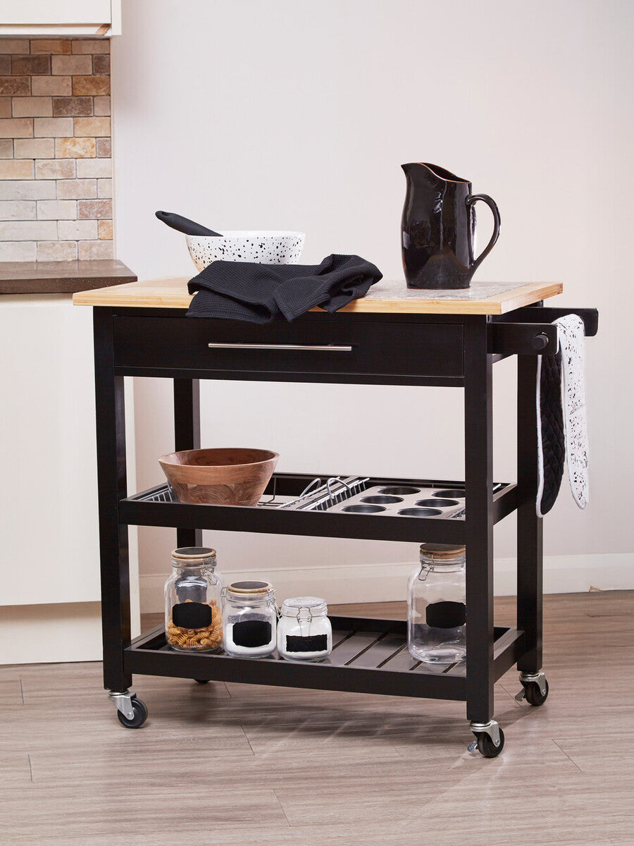 Harlow Glenn Wide Kitchen Trolley with Granite Top