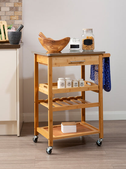 Harlow Bamboo One Drawer Kitchen Trolley