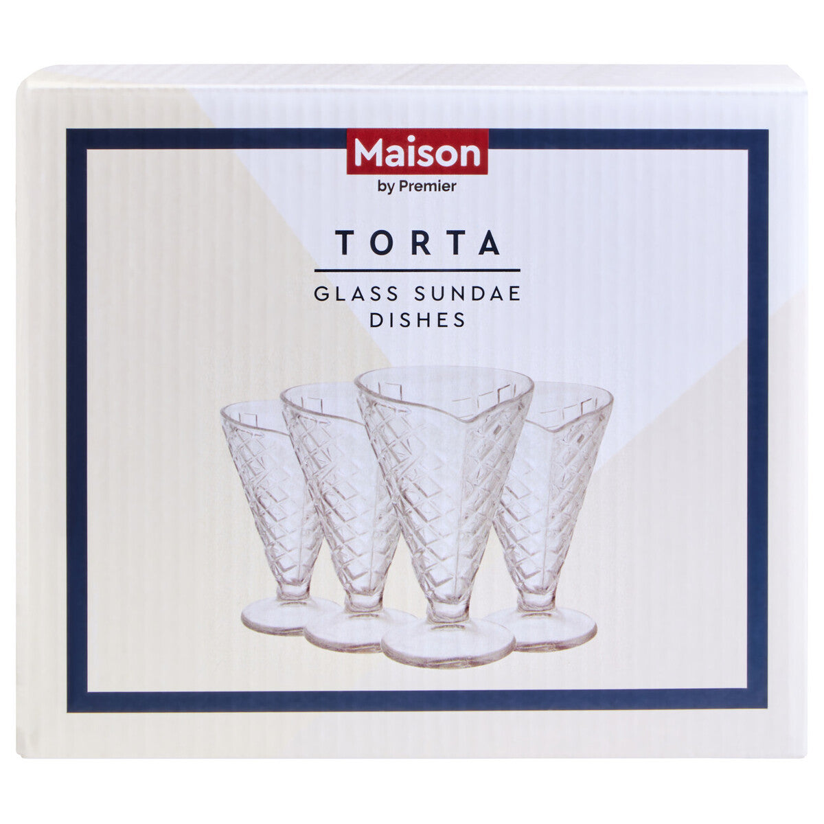 Torta Set of Four Waffle Cone Design Glass Sundae Dishes