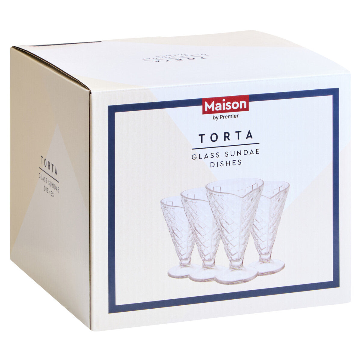 Torta Set of Four Waffle Cone Design Glass Sundae Dishes