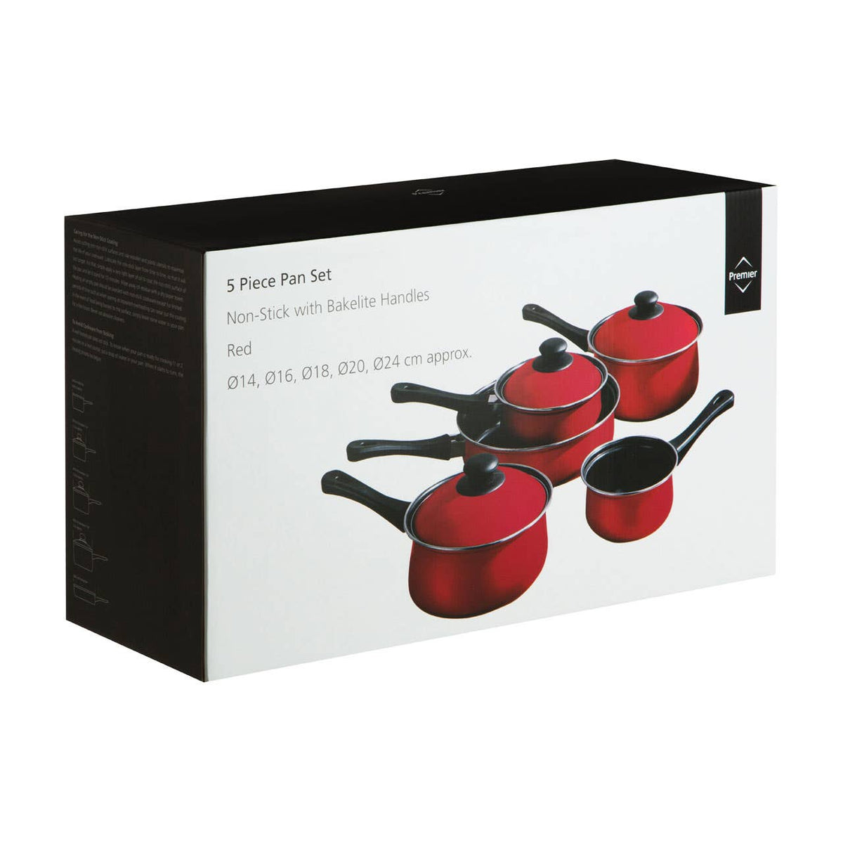 Viggo Red Non Stick 5 Piece Cookware Set