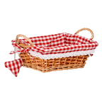 Cook Nook Orla Red Gingham Lining Small Rectangular Willow Bread Basket