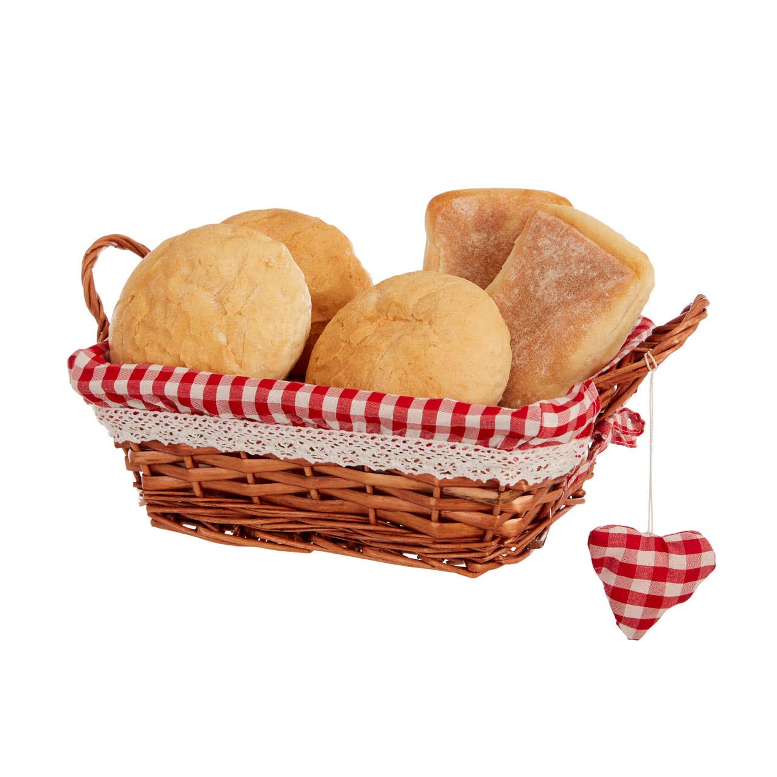 Cook Nook Orla Red Gingham Lining Small Rectangular Willow Bread Basket