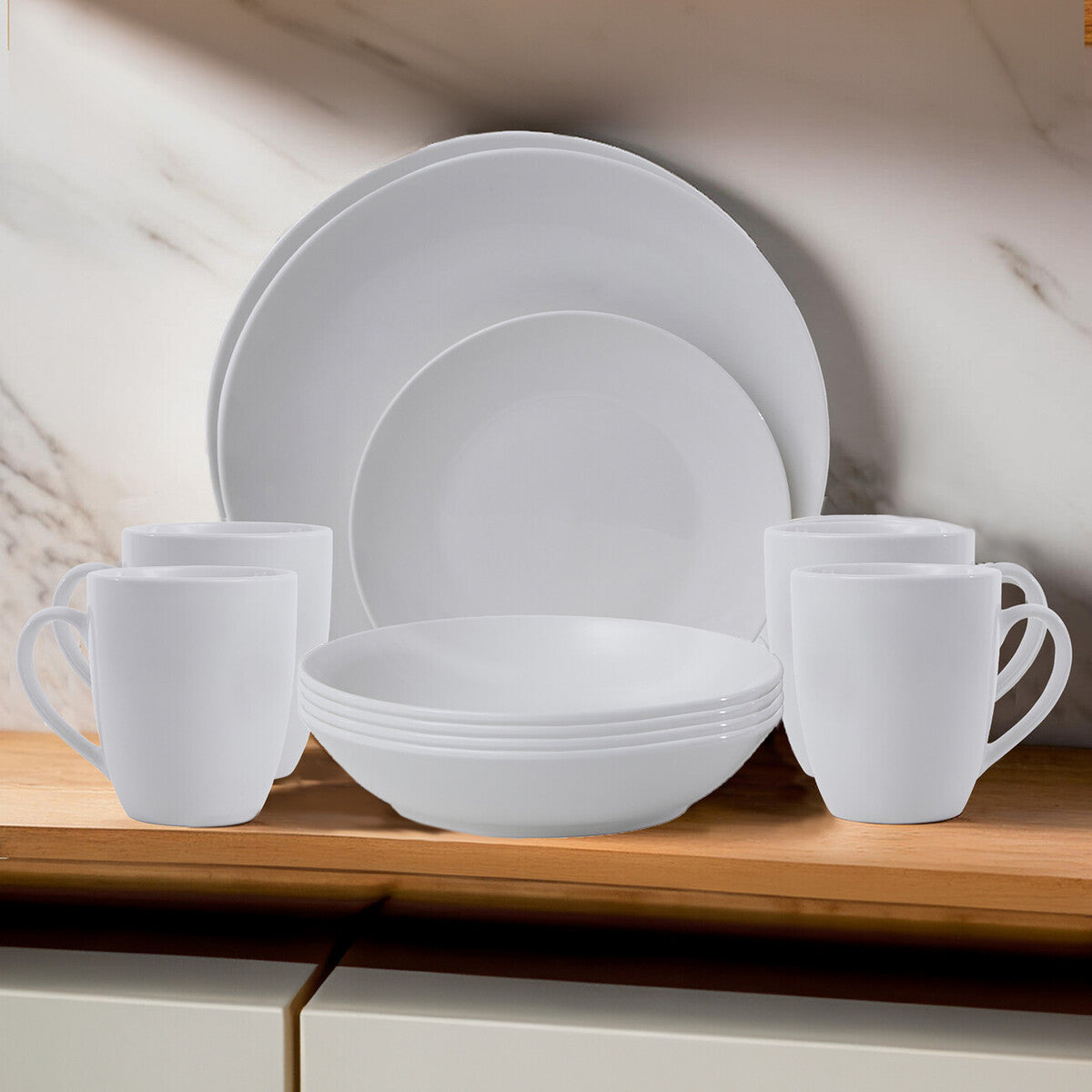 Elmira White 16 Piece Porcelain Dinner Set