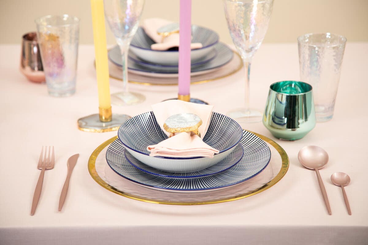 Maya 12 Piece Blue And White Dinner Set