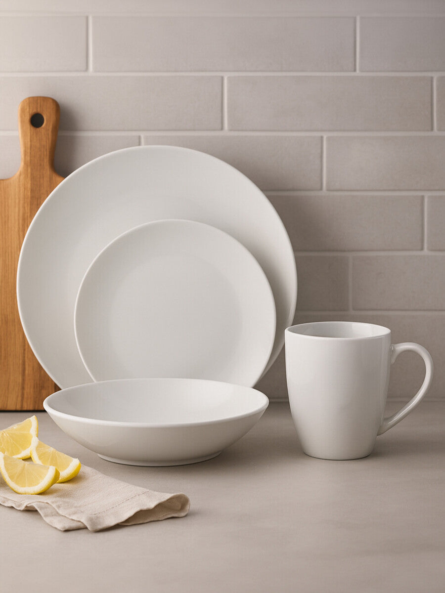 Elmira White 16 Piece Porcelain Dinner Set