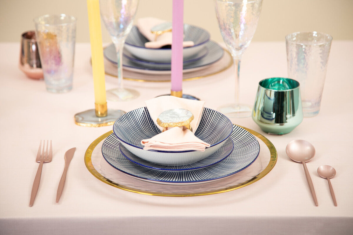 Maya 12 Piece Blue And White Dinner Set