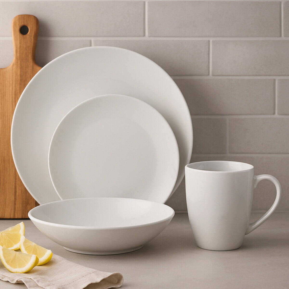 Elmira White 16 Piece Porcelain Dinner Set