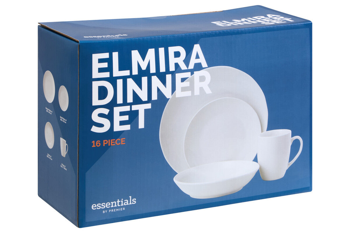 Elmira White 16 Piece Porcelain Dinner Set