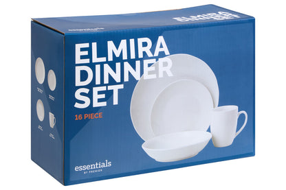 Elmira White 16 Piece Porcelain Dinner Set