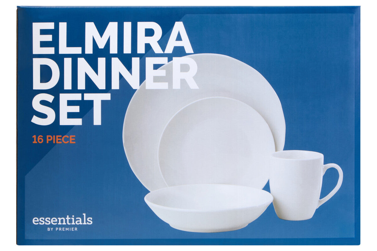 Elmira White 16 Piece Porcelain Dinner Set