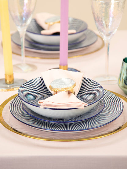 Maya 12 Piece Blue And White Dinner Set