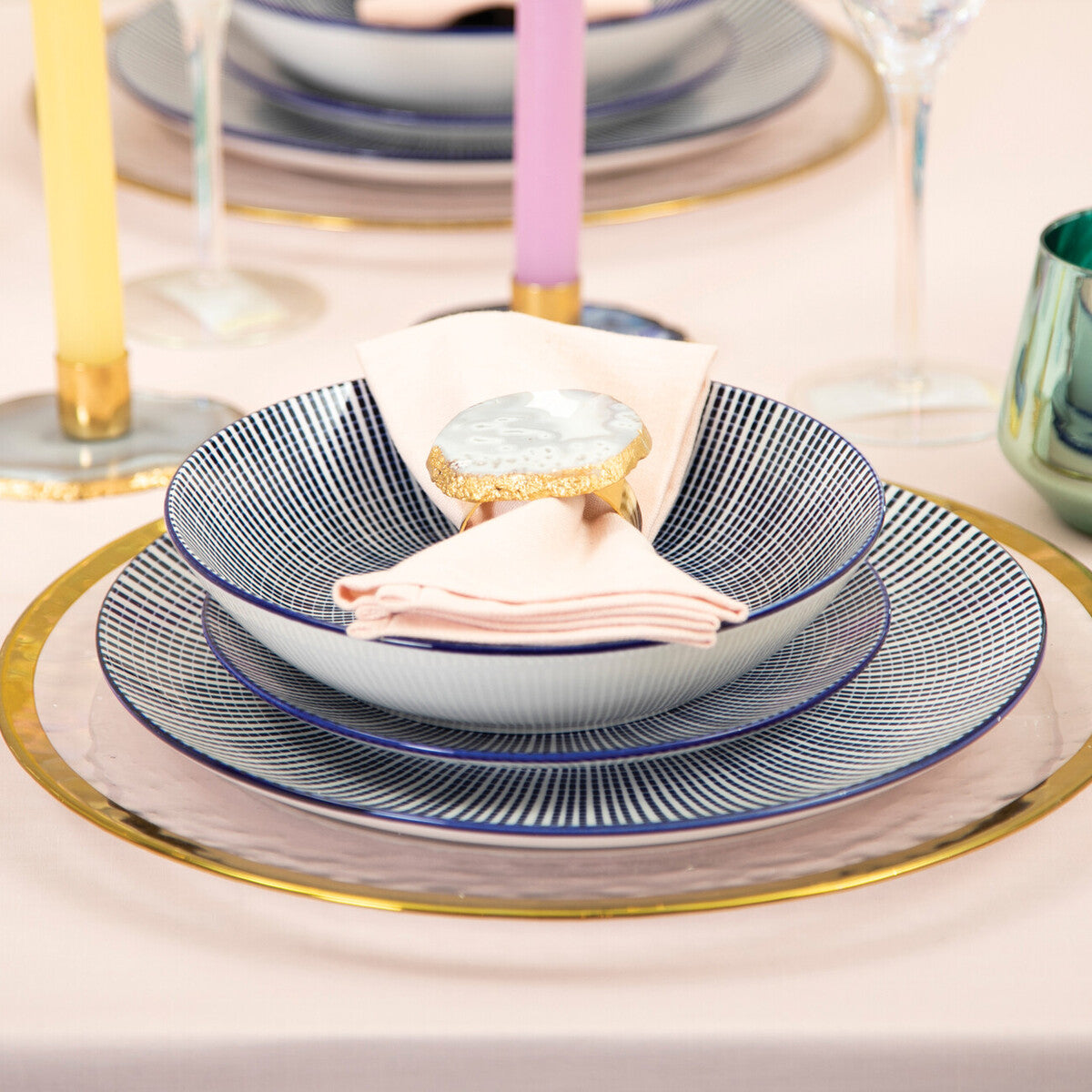 Maya 12 Piece Blue And White Dinner Set