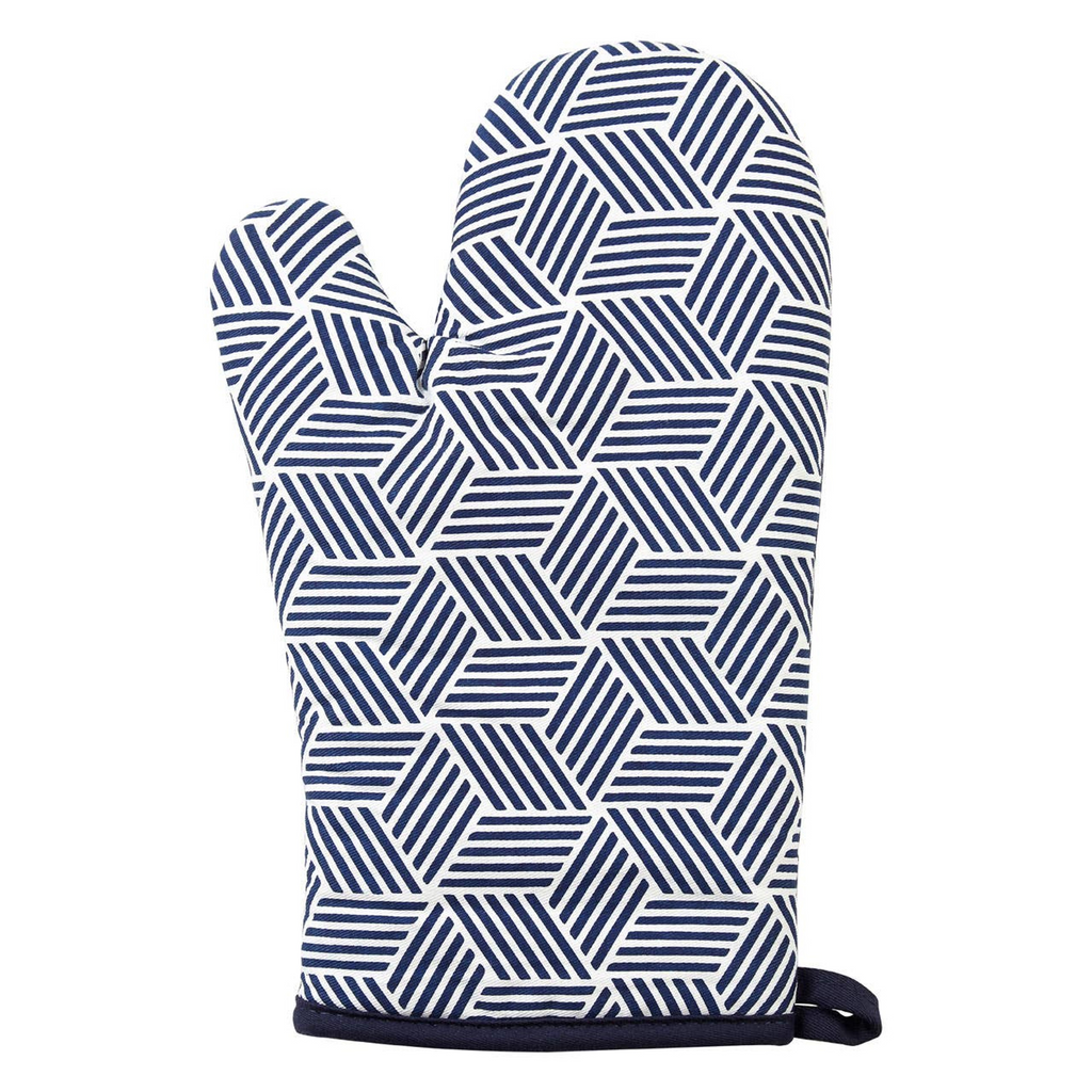 Cook Nook Modern Retro White Blue Single Oven Glove