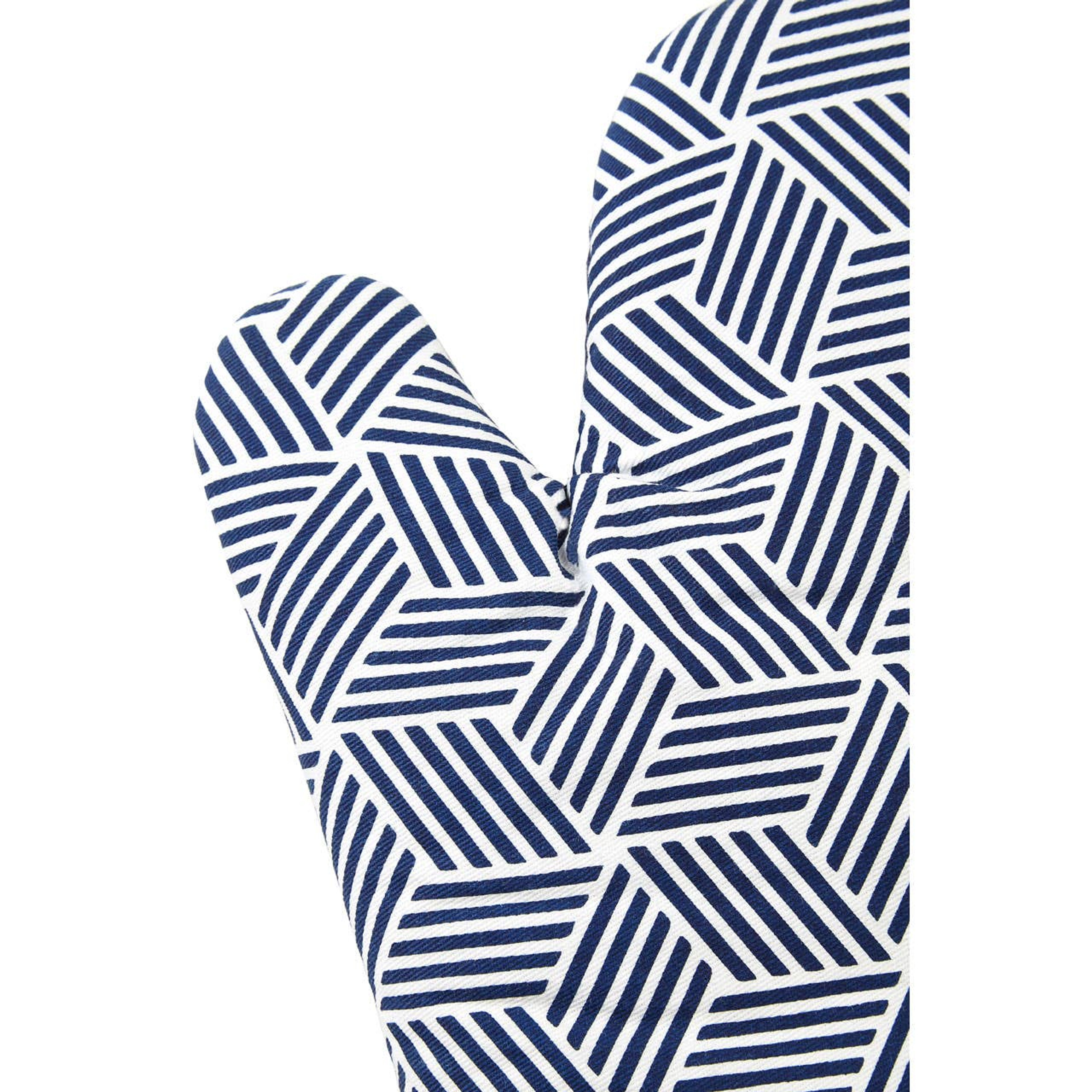 Cook Nook Modern Retro White Blue Single Oven Glove