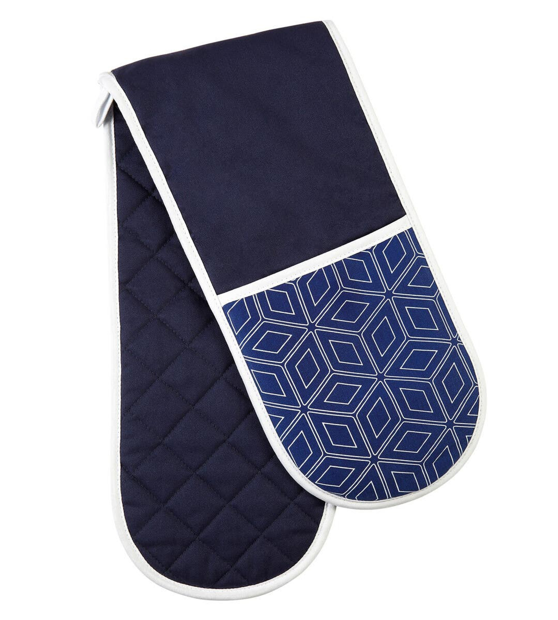 Cook Nook Modern Retro White Blue Double Oven Glove