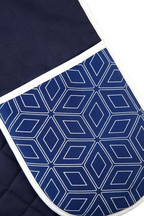 Cook Nook Modern Retro White Blue Double Oven Glove