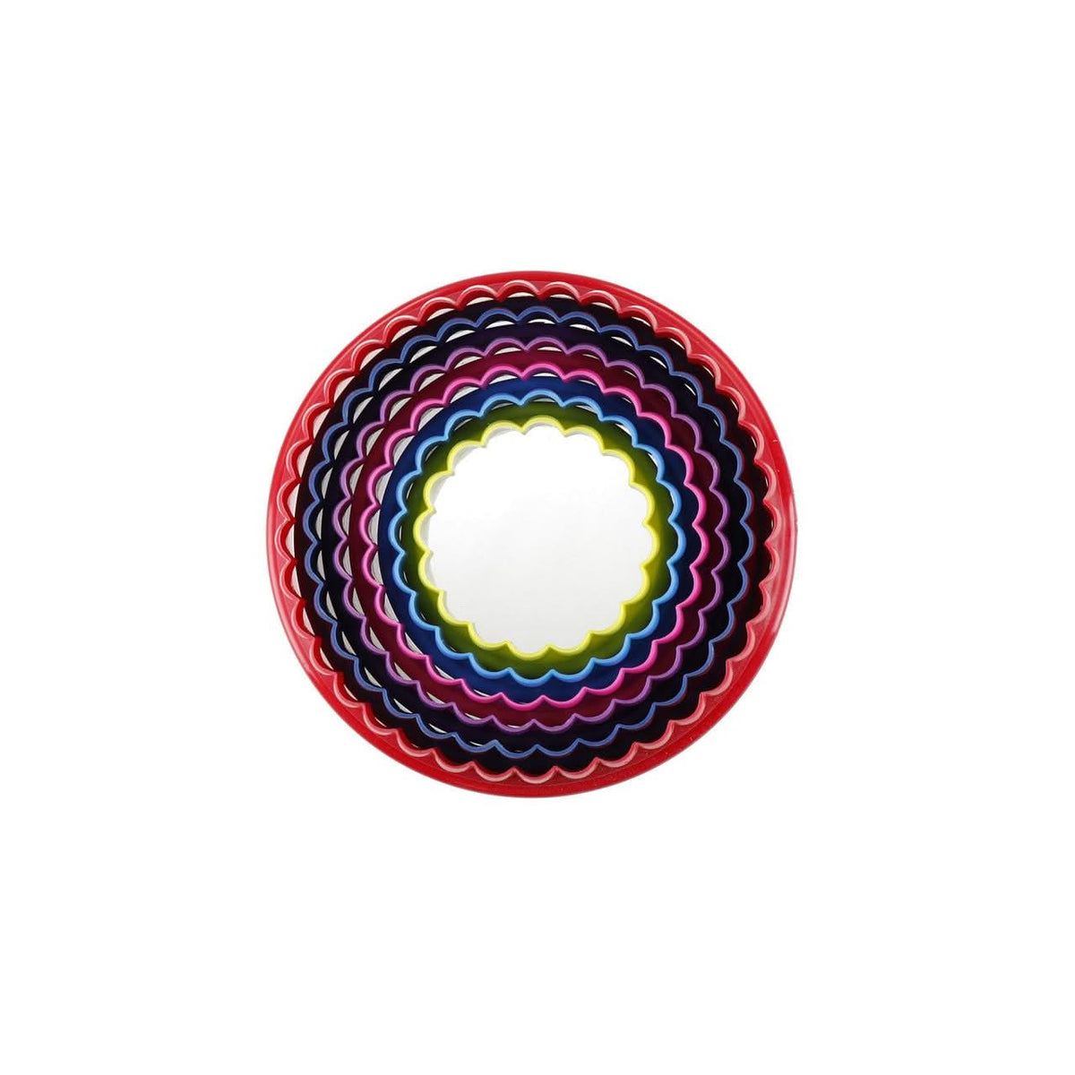 Set of 6 Plain and Fluted Round Cookie Cutters, 5–10cm Multicolour