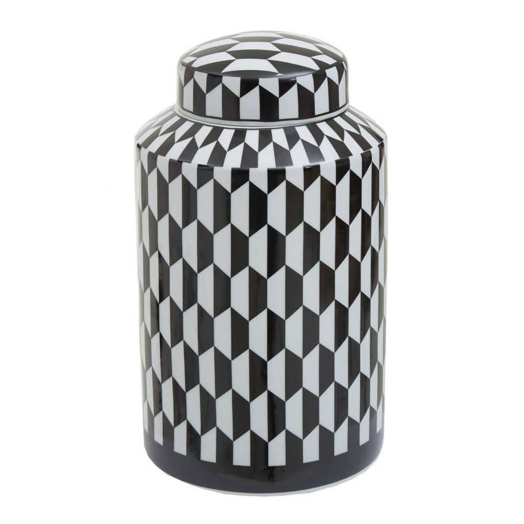 Cook Nook Marlo Large Black and White Geometric Print Ceramic Jar