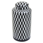 Cook Nook Marlo Large Black and White Geometric Print Ceramic Jar
