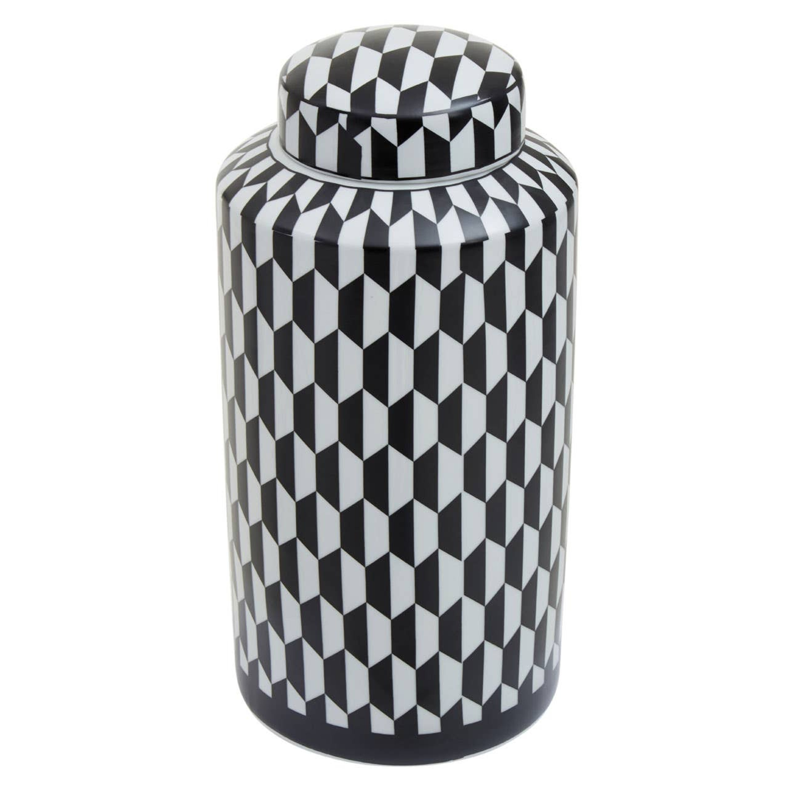 Cook Nook Marlo Large Black and White Geometric Print Ceramic Jar