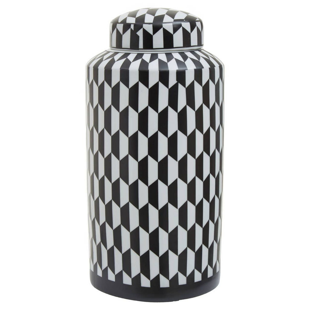 Cook Nook Marlo Large Black and White Geometric Print Ceramic Jar