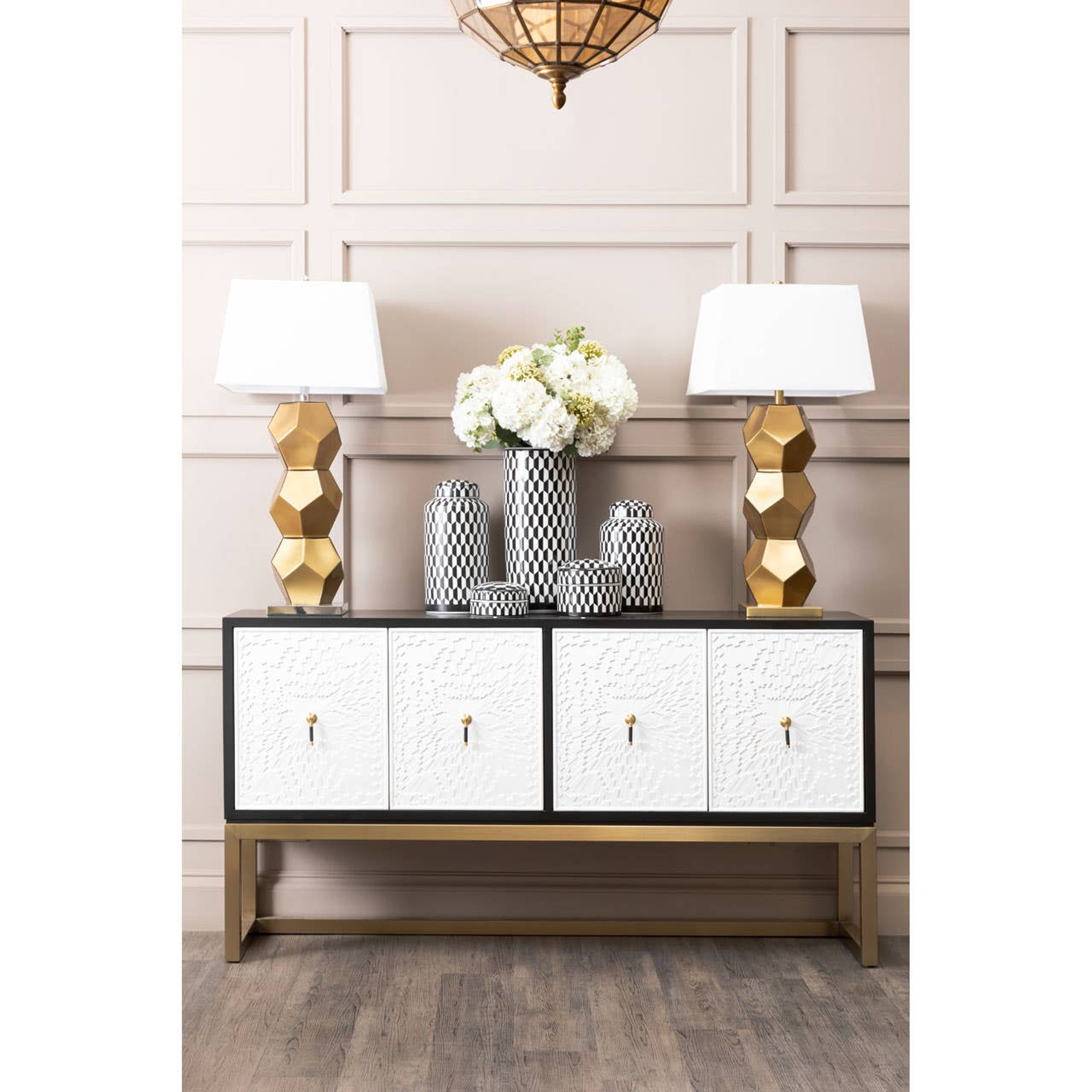 Cook Nook Marlo Large Black and White Geometric Print Ceramic Jar