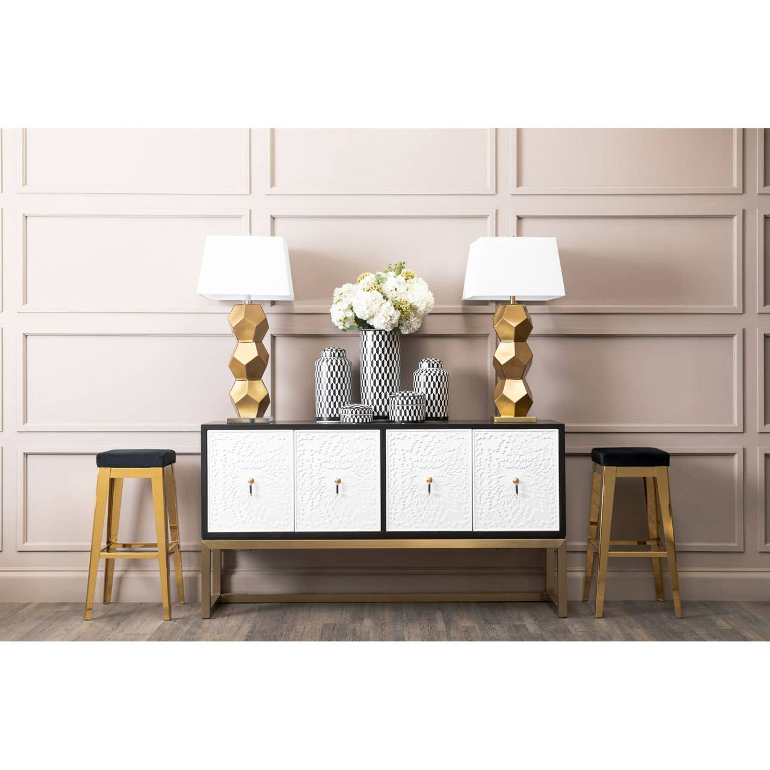 Cook Nook Marlo Large Black and White Geometric Print Ceramic Jar