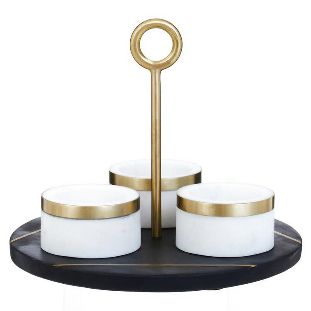 Cook Nook Omari Marble Condiment Set With White Tray