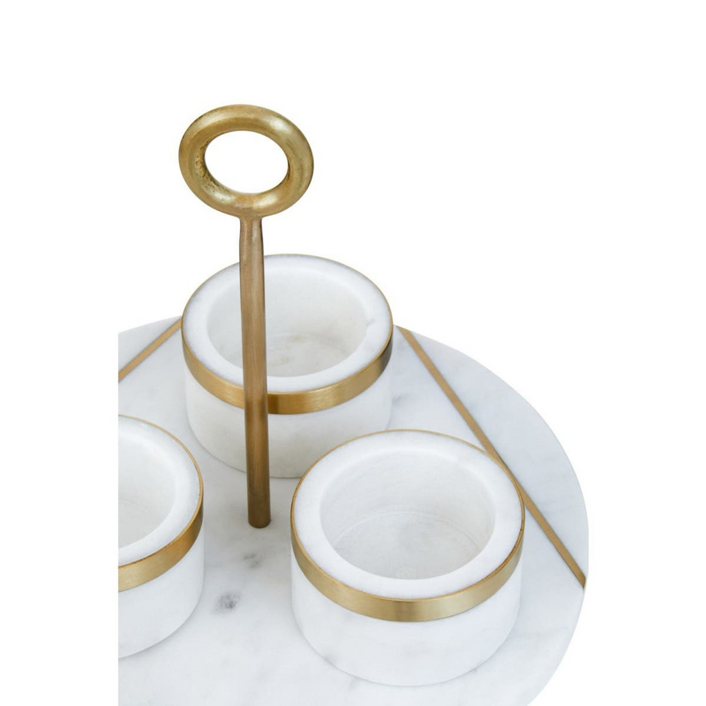 Cook Nook Omari Marble Condiment Set With White Tray