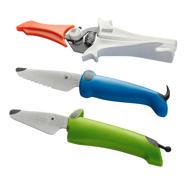 3-Piece Set (2 Knives and 1 Scissors) / White, Blue & Green