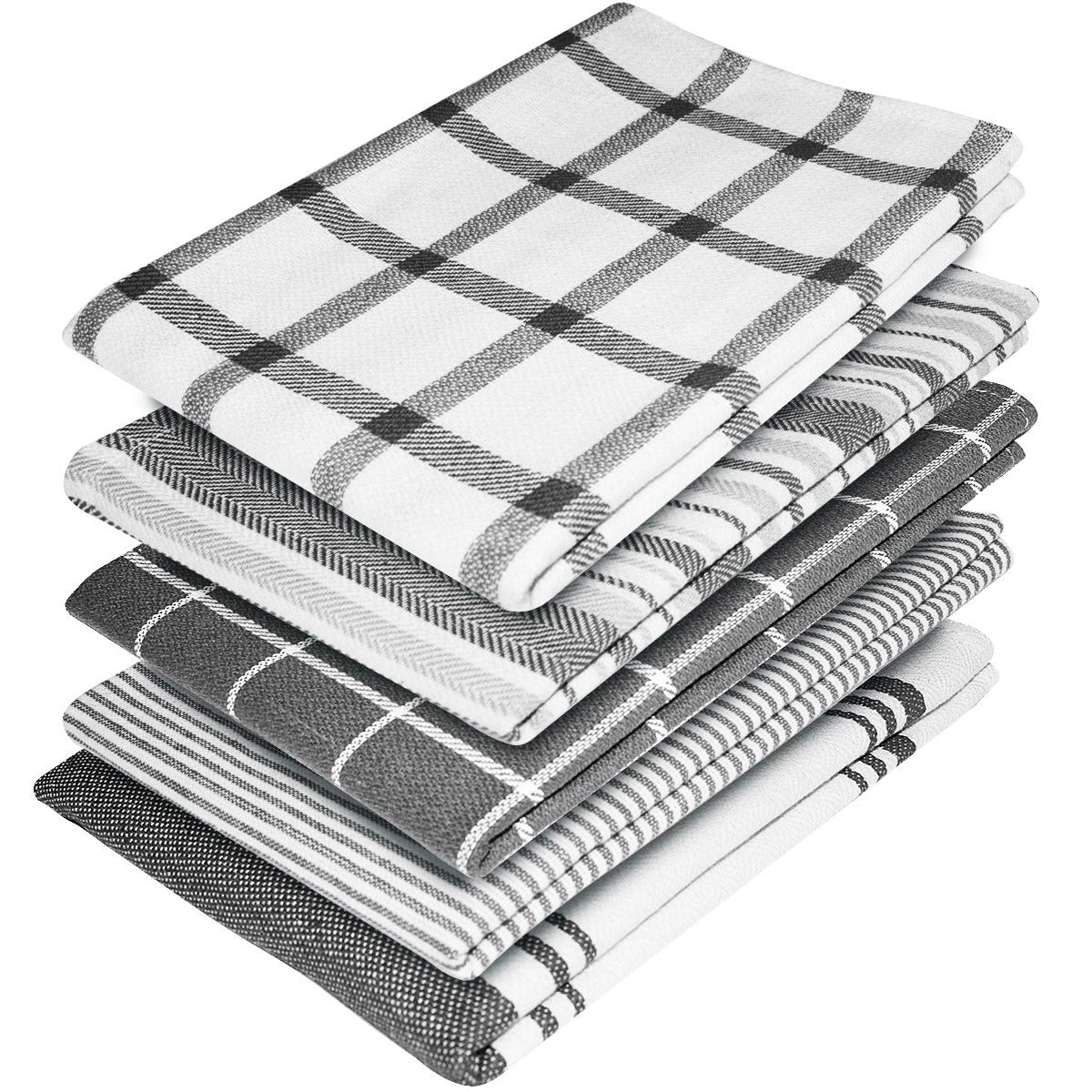 Pack of 5 Cotton Kitchen Tea Towels, 70 x 50cm