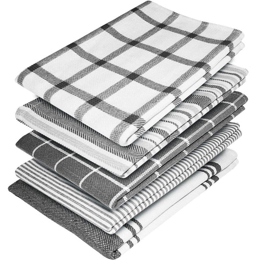 Pack of 5 Cotton Kitchen Tea Towels, 70 x 50cm