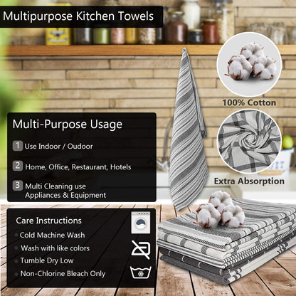 Pack of 5 Cotton Kitchen Tea Towels, 70 x 50cm