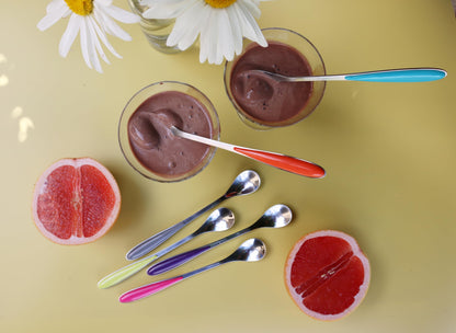 Set of 6 Long Handle Sundae Spoons, 18.2cm Assorted